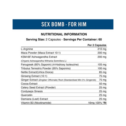 Sex Bomb Male Libido Enhancer – 120 Capsules