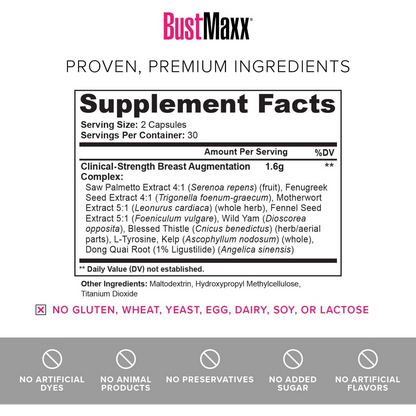 BustMaxx Female Breast Enlarger Augmentation Pills 60 Veg Caps