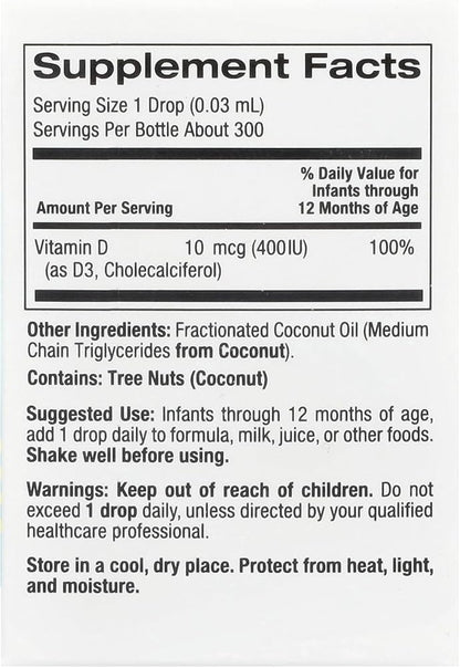 California Gold Nutrition Baby Liquid Vitamin D3 Drops (10ml / 0.34 fl oz)