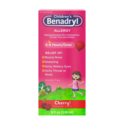 Children Benadryl Allergy Relief Liquid with Diphenhydramine HCl 236ml
