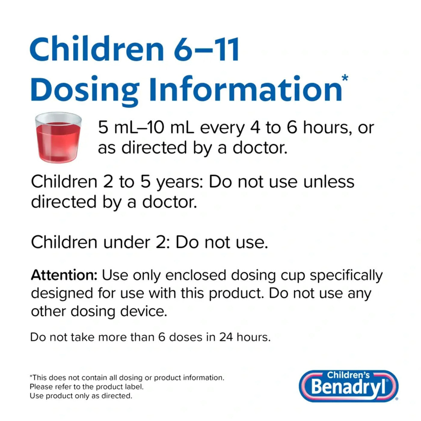 Children Benadryl Allergy Relief Liquid with Diphenhydramine HCl 236ml