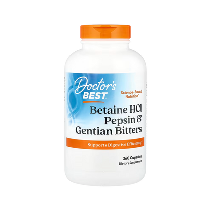 Doctor's Best Betaine HCI Pepsin & Gentian Bitters, Digestive Enzymes 120 Caps