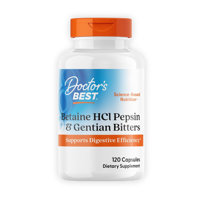 Doctor's Best Betaine HCI Pepsin & Gentian Bitters, Digestive Enzymes 120 Caps