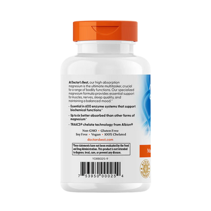 Doctor’s Best High Absorption Magnesium Glycinate Lysinate 200 mg 120 Tablets