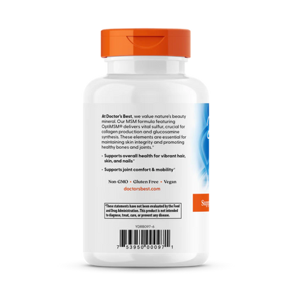Doctors Best MSM Supports Hair Skin Nails & Joints Non-GMO Gluten Free Vegan 120 Tablets