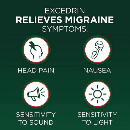 Excedrin Migraine Pain Relief Acetaminophen 250 mg, Aspirin 250 mg, Caffein 65 mg 100 Caplets