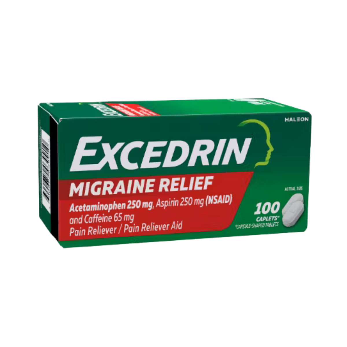 Excedrin Migraine Pain Relief Acetaminophen 250 mg, Aspirin 250 mg, Caffein 65 mg 100, 200 Caplets