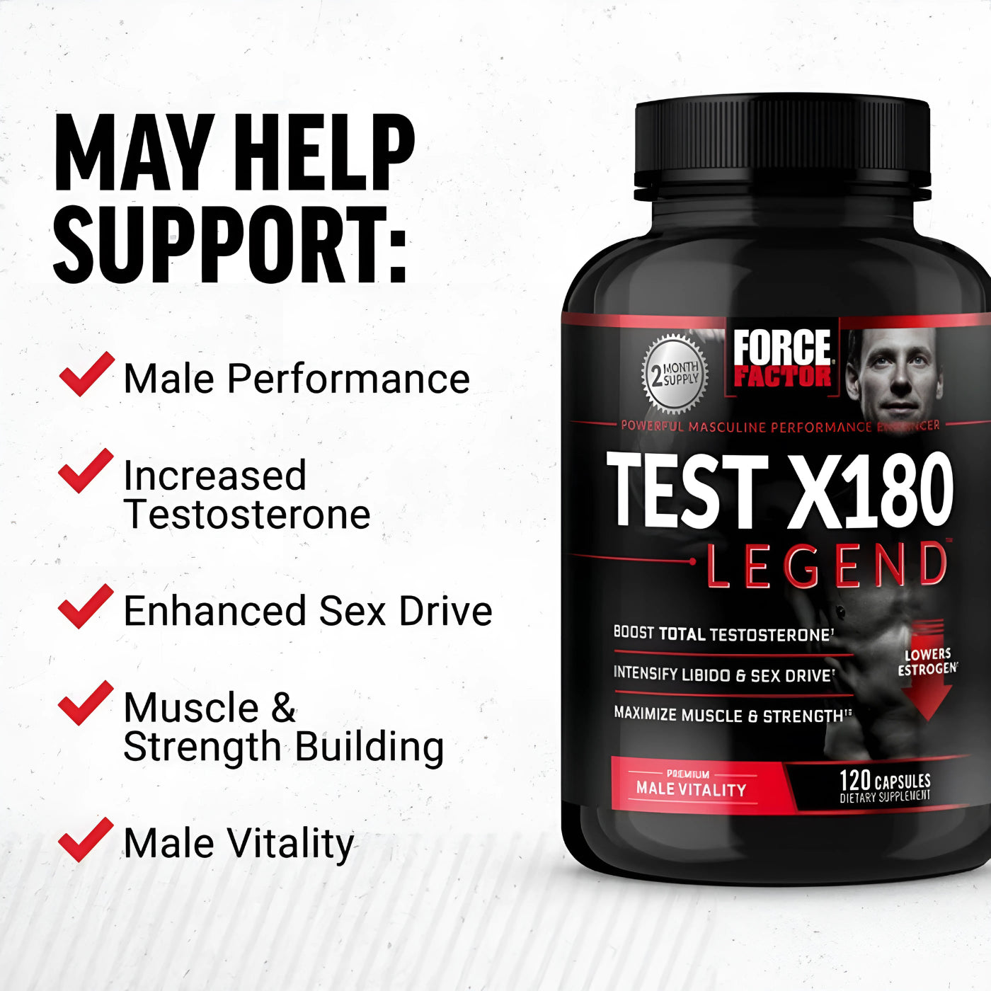 Force Factor Testosterone Test X180 Legend 120 Capsules