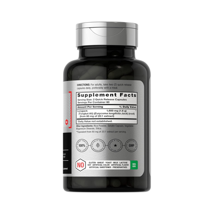 Horbäach Longjack Tongkat Ali 1600mg 120 Capsules for Men and Women