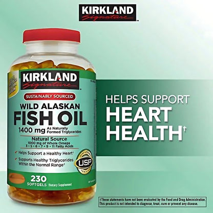 Kirkland Signature Wild Alaskan Fish Oil 1400 mg 230 Softgels