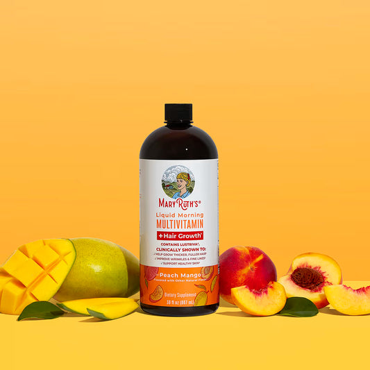 MaryRuth's, Liquid Morning Multivitamin + Hair Growth, Peach Mango, 15.22 fl oz (450 ml)