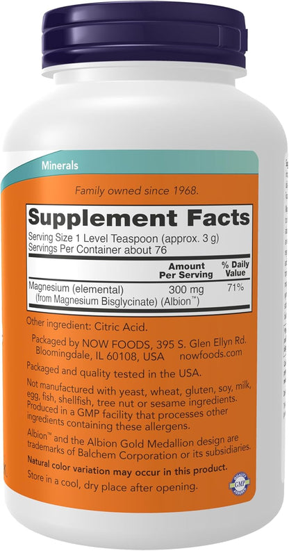 NOW Foods Magnesium Bisglycinate Powder – 8 oz (227 g)
