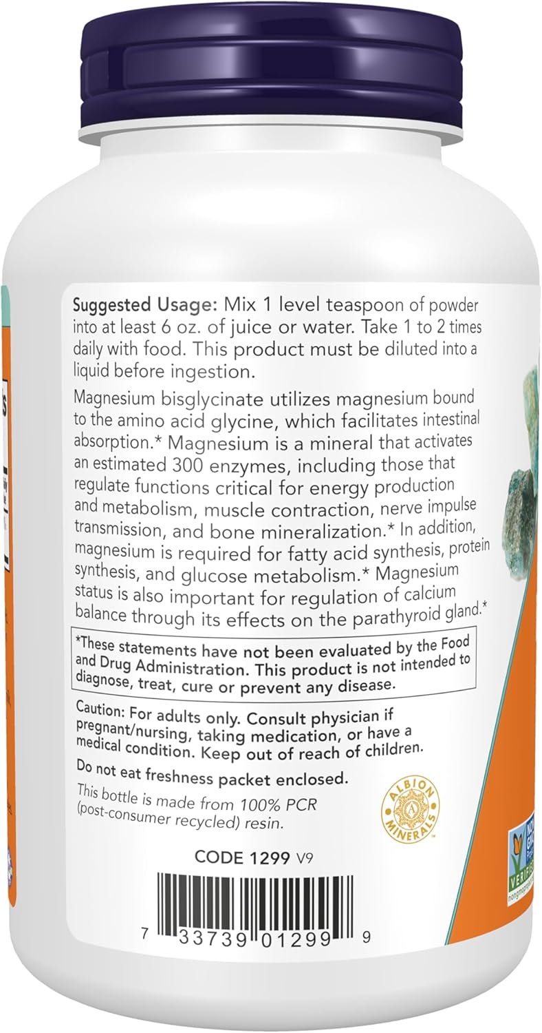 NOW Foods Magnesium Bisglycinate Powder – 8 oz (227 g)