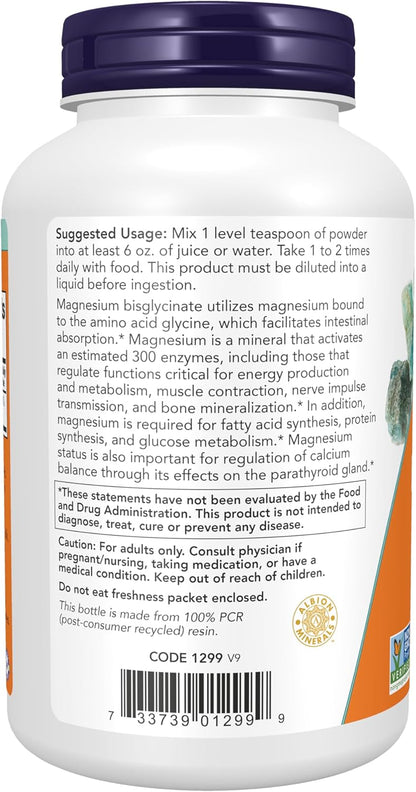 NOW Foods Magnesium Bisglycinate Powder – 8 oz (227 g)