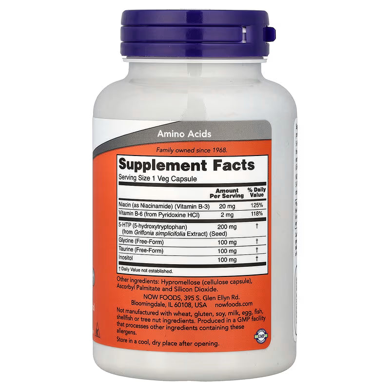 Now 5-HTP 100, 200mg 60, 120 Veg Capsules