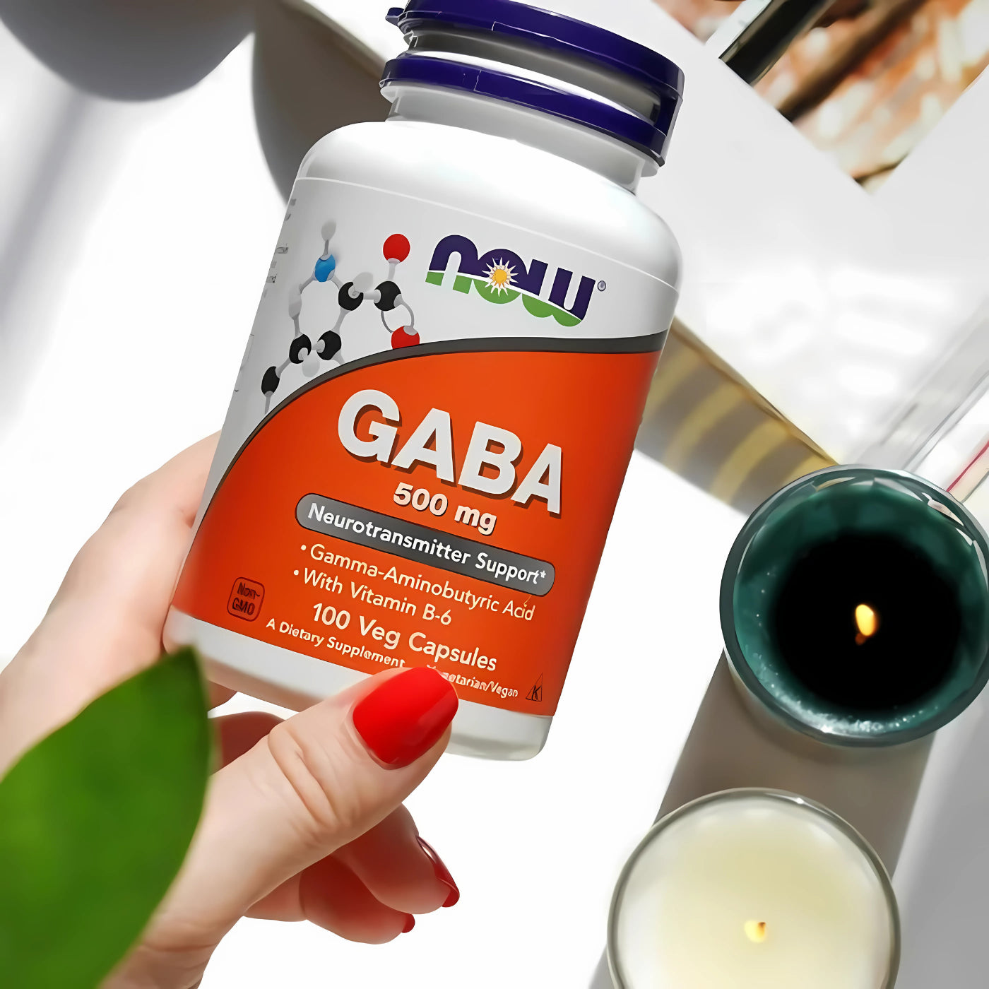NOW GABA 500mg with B-6 100 Veg Capsules