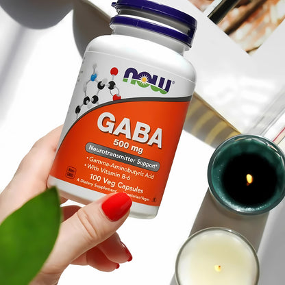 NOW GABA 500mg with B-6 100 Veg Capsules