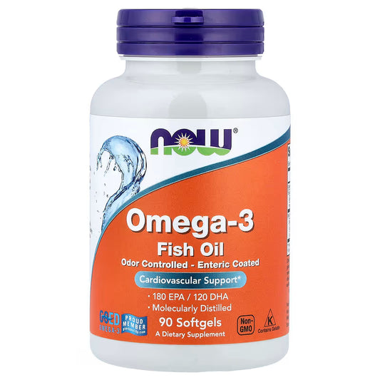 Now Omega-3 1000mg 30, 100, 200, 500 Softgels Fish Oil 180 EPA / 120 DHA Cardiovascular Support