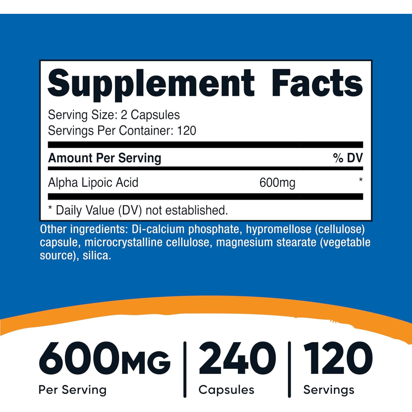 Nutricost Alpha Lipoic Acid 600mg Per Serving, 240 Capsules