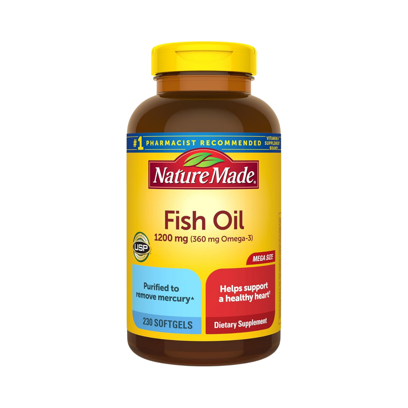 Nature Made Fish Oil 1200mg Omega-3 360mg 300 Softgels
