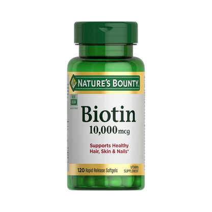 Nature’s Bounty Biotin (10,000 mcg) – 120, 250 softgels