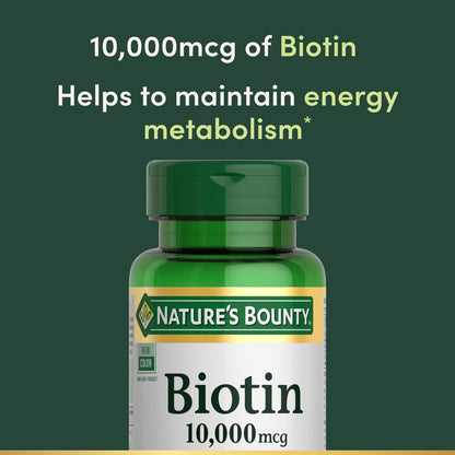 Nature’s Bounty Biotin (10,000 mcg) – 120, 250 softgels