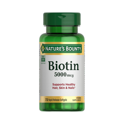 Nature’s Bounty Biotin (5,000 mcg) – 72, 150 Softgels
