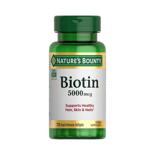 Nature’s Bounty Biotin (5,000 mcg) – 72, 150 Softgels