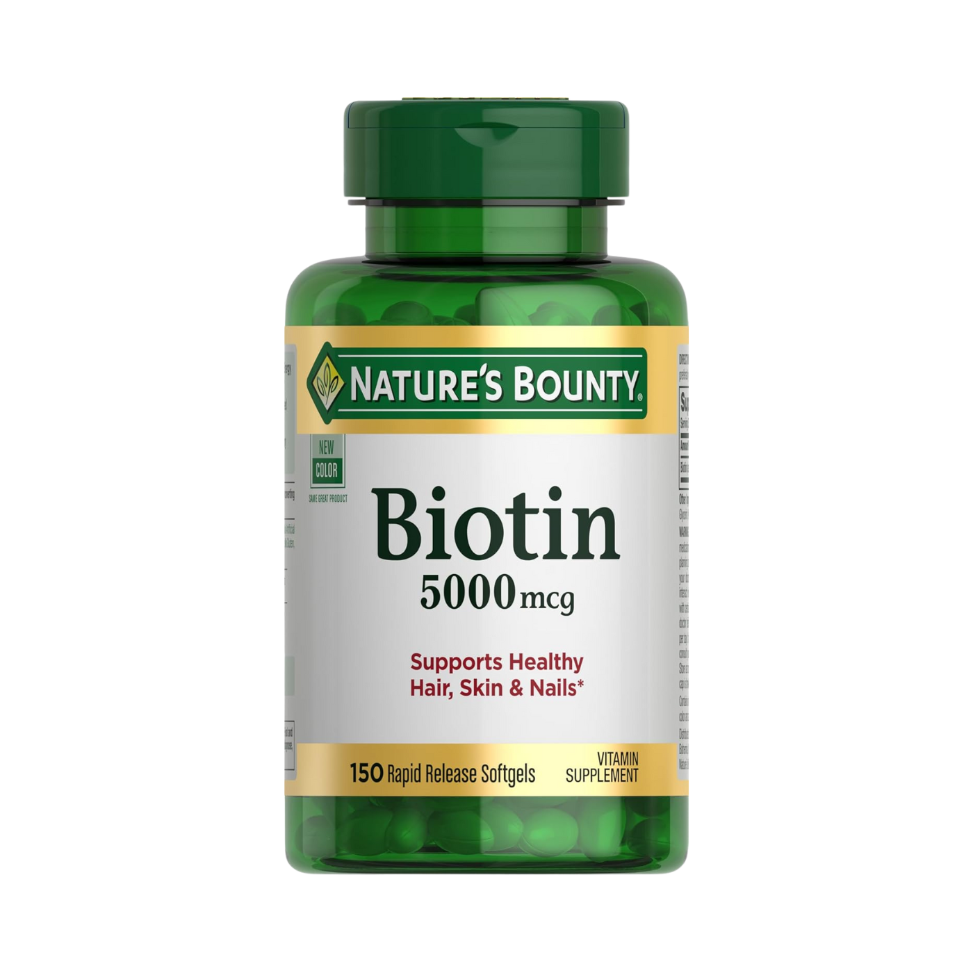 Nature’s Bounty Biotin (5,000 mcg) – 72, 150 Softgels