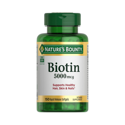 Nature’s Bounty Biotin (5,000 mcg) – 72, 150 Softgels