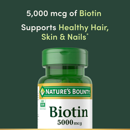 Nature’s Bounty Biotin (5,000 mcg) – 72, 150 Softgels