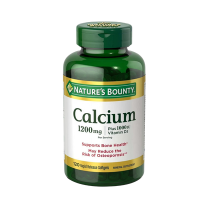 Nature’s Bounty Calcium Plus Vitamin D3 (1,200 mg) – 120 softgels