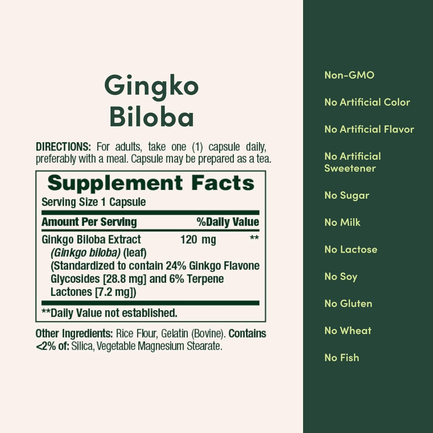 Nature's Bounty Ginkgo Biloba 120 mg 100 Capsules