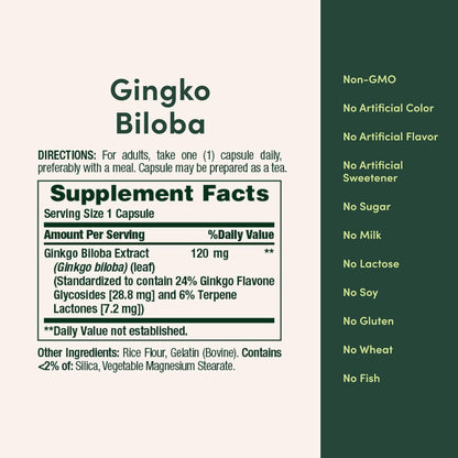 Nature's Bounty Ginkgo Biloba 120 mg 100 Capsules