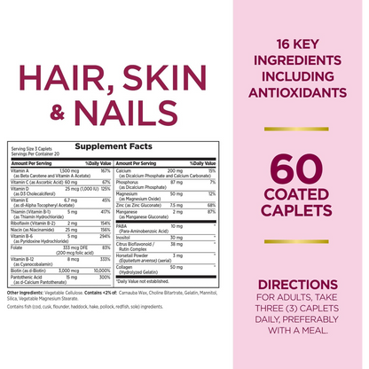 Nature’s Bounty Hair, Skin & Nails Multivitamin with Biotin (3,000 mcg) – 60 capsules