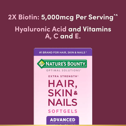 Nature’s Bounty Hair, Skin & Nails Multivitamin with Biotin (5,000 mcg) – 150, 250 Softgels