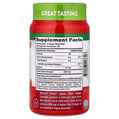Nature's Truth, Apple Cider Vinegar Gummies, Apple, 75 Gummies