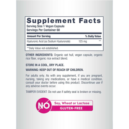 Neocell Hyaluronic Acid Daily Hydration for Skin Hydration & Suppleness 125mg 60 Capsules