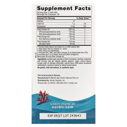 Nordic Naturals, Complete Omega™ Junior, Ages 6+, Lemon, 90 Mini Soft Gels