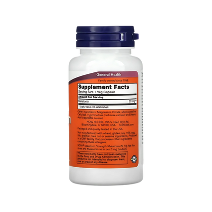 Now Melatonin 10, 20 mg 90pcs, 100pcs Veg Capsules