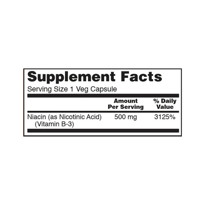 Now Niacin 500 mg Vitamin B3 100 Veg Caps