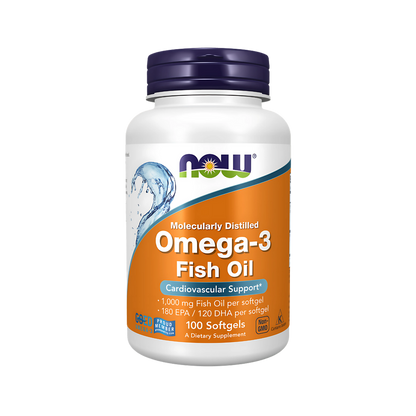 Now Omega-3 1000mg 100, 200, 500 Softgels Fish Oil 180 EPA / 120 DHA Cardiovascular Support