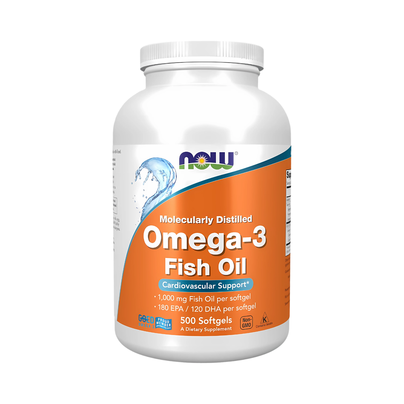 Now Omega-3 1000mg 100, 200, 500 Softgels Fish Oil 180 EPA / 120 DHA Cardiovascular Support