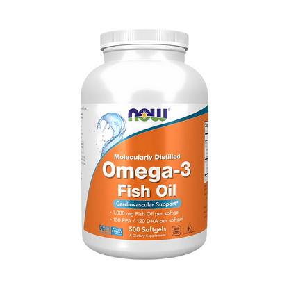 Now Omega-3 1000mg 100, 200, 500 Softgels Fish Oil 180 EPA / 120 DHA Cardiovascular Support