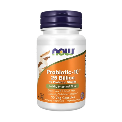 Now Probiotic-10 25 Billion 10 Probiotic Strains 50 Veg Caps