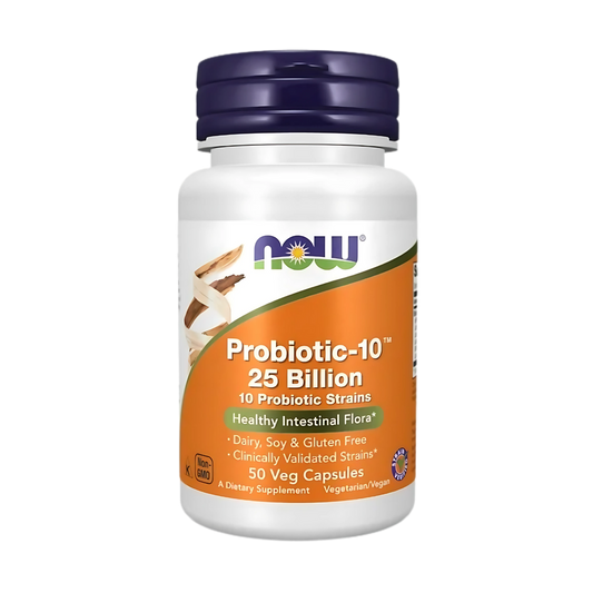 Now Probiotic-10 25 Billion 10 Probiotic Strains 50 Veg Caps