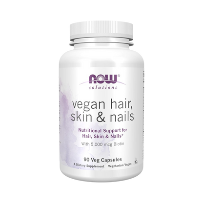 Now Solutions Vegan Hair Skin & Nails 5000mcg Biotin 90 Veg Caps