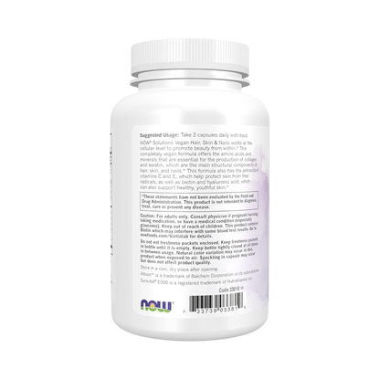 Now Solutions Vegan Hair Skin & Nails 5000mcg Biotin 90 Veg Caps