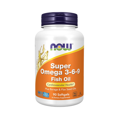 Now Super Omega 3-6-9 Plus Borage & Flax Seed Oils 90 Softgels