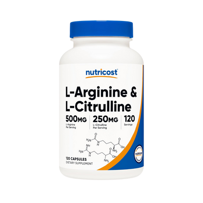 Nutricost L-Arginine L-Citrulline Complex 750mg, 120 Capsules - Non-GMO